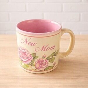 Lefton China New Mom Mug 1987 Hand Painted Pink Rose Vintage Gift